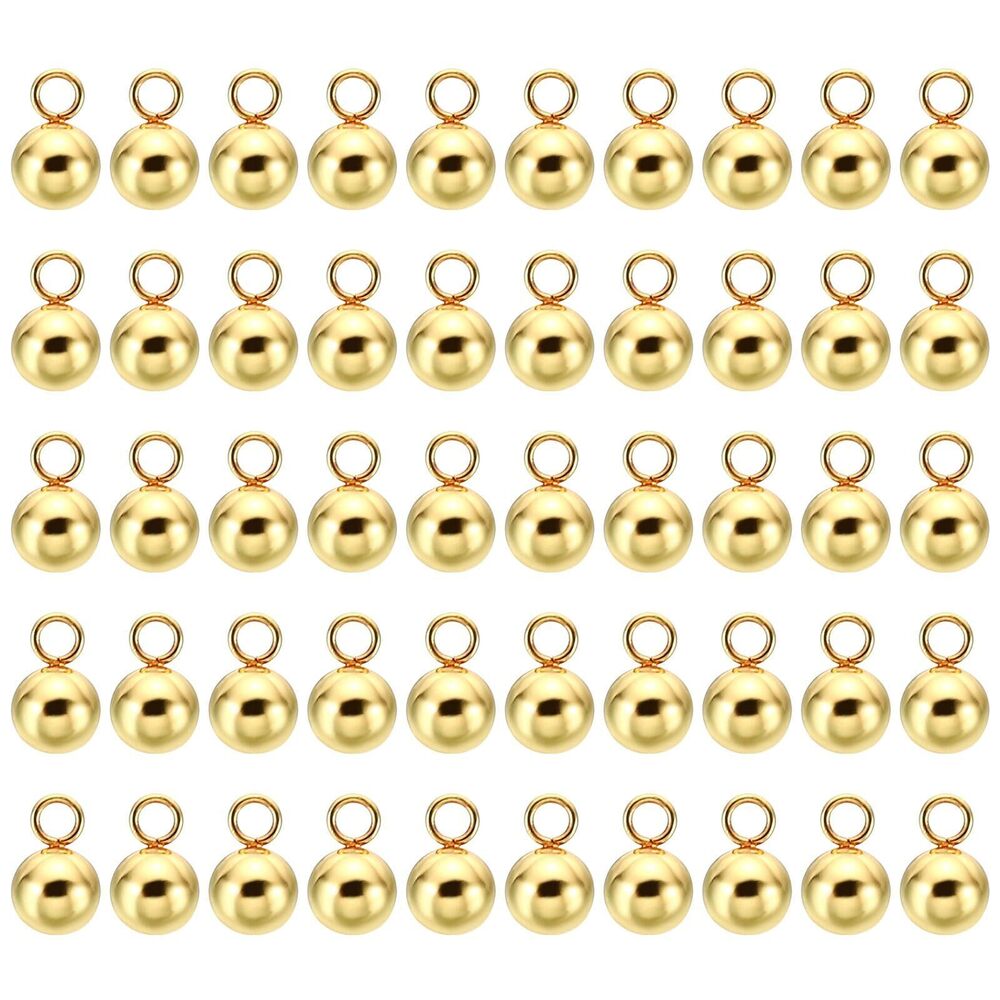 5291 50pcs Steel Bead Charm, 5mm Stainless Steel Ball Pendants Charm Metal